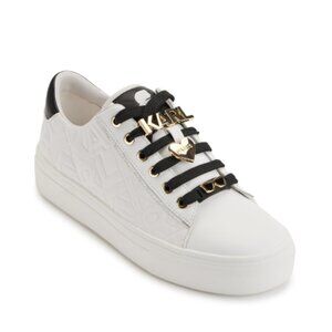 Karl Lagerfeld Paris Cate Karl Box Lace Sneakers White Logo - Size 7.5